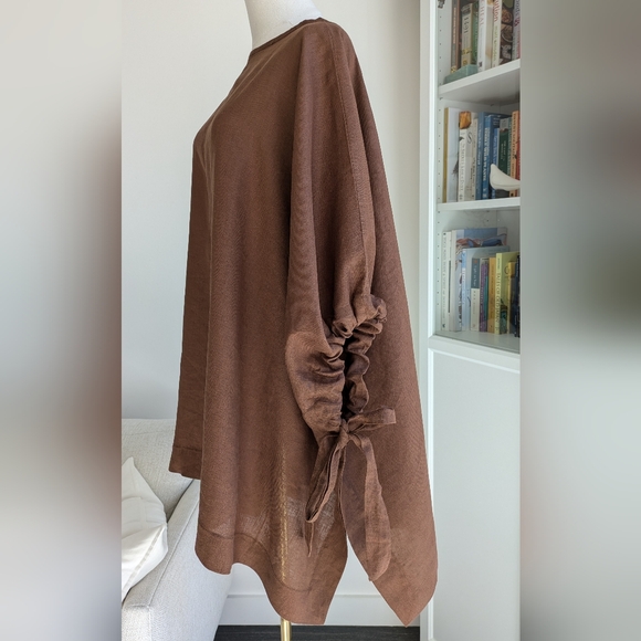 Chocolate Linen Tunic Shawl - Picture 4 of 7